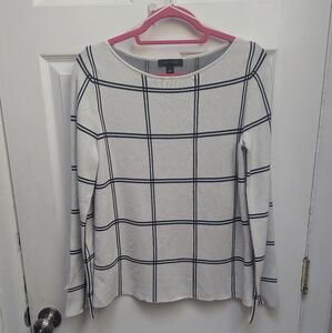 Ann Taylor Women's Black and White Windowpane Sweater Top